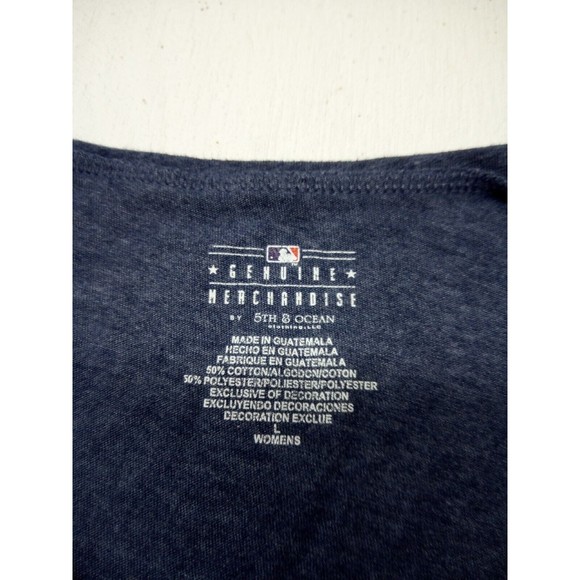 5th & Ocean by New Era Navy Cleveland Indians V-Neck Team T-Shirt Womens Large - Picture 4 of 5